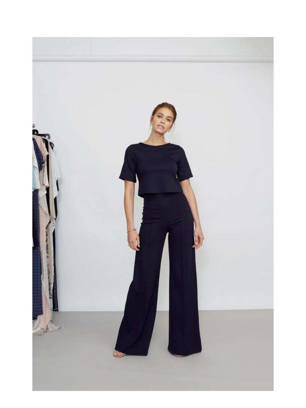 Wide-Leg High-Waist Jumpsuit in Black